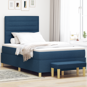 vidaXL Boxspringbed met matras en bank stof blauw 120x200 cm