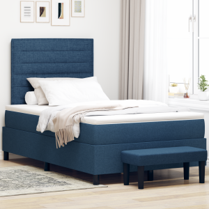 vidaXL Boxspringbed met matras en bank stof blauw 120x200 cm