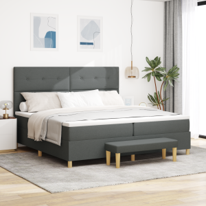 vidaXL Boxspringbed met matras en bank stof donkergrijs 200x200 cm
