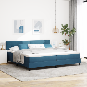vidaXL Boxspringbed met matras en LED fluweel donkerblauw 200x200 cm
