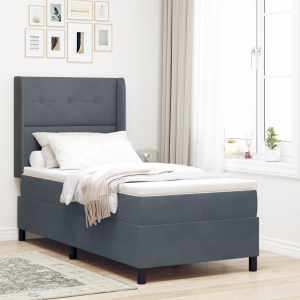 vidaXL Boxspringbed met matras Donkergrijs 100 x 200 cm Fluweel