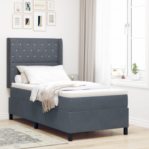 vidaXL Boxspringbed met matras en LED fluweel donkergrijs 100x200 cm
