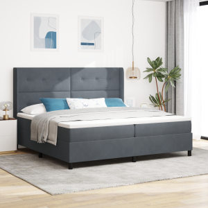 vidaXL Boxspringbed met matras Donkergrijs 200 x 200 cm Fluweel