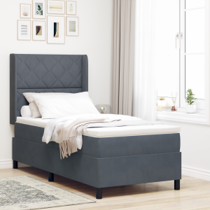 vidaXL Boxspringbed met matras en LED fluweel donkergrijs 90x190 cm