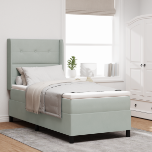 vidaXL Boxspringbed met matras met LED Lichtgrijs 100 x 200 cm Fluweel