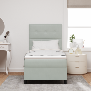 vidaXL LED Box Spring Bed met matras Lichtgrijs 100 x 200 cm Fluweel