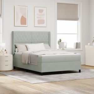 vidaXL Boxspringbed met matras met LED Lichtgrijs 160 x 200 cm Fluweel