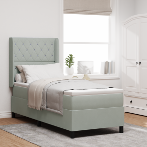 vidaXL Boxspringbed met matras met LED Lichtgrijs 80 x 200 cm Fluweel