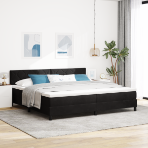 vidaXL Boxspringbed met matras en LED fluweel zwart 200x200 cm