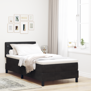 vidaXL LED Box Spring Bed met matras met LED Zwart 90 x 190 cm Fluweel