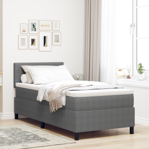 vidaXL Boxspringbed met Matras en LED Licht Grijs 80x200 cm Katoen