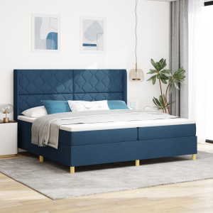 vidaXL Boxspringbed met matras en LED stof blauw 200x200 cm