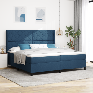 vidaXL Boxspringbed met matras en LED stof blauw 200x200 cm