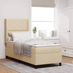 vidaXL LED Box Spring Bed met matras Crème 80 x 200 cm Stof