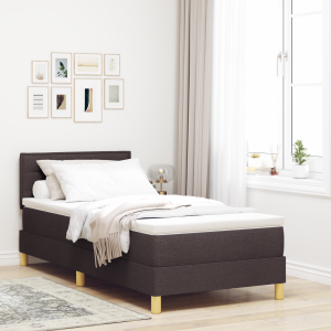vidaXL LED Box Spring Bed met hoofdeinde Donkerbruin 90 x 200 cm Stof