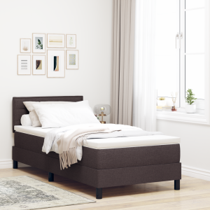 vidaXL Boxspring bed met matras met LED Donkerbruin 90 x 200 cm Stof