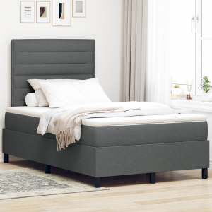 vidaXL Boxspring bed met matras met LED Donkergrijs 120 x 200 cm Stof