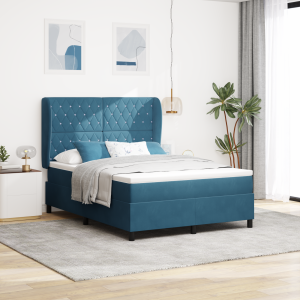 vidaXL Boxspringbed met matras Donkerblauw 190 x 140 cm Fluweel