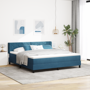 vidaXL Boxspringbed met matras fluweel donkerblauw 180x200 cm