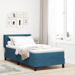 vidaXL Boxspringbed met matras fluweel donkerblauw 90x190 cm