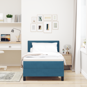 vidaXL Boxspringbed met matras Donkerblauw 90 x 200 cm Fluweel