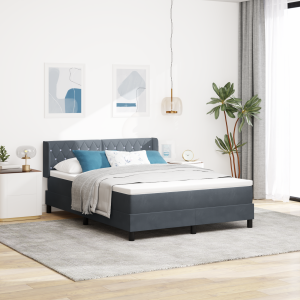 vidaXL Boxspringbed met hoofdeinde Donkergrijs 200 x 140 cm Fluweel