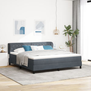 vidaXL Boxspringbed met hoofdeinde Donkergrijs 180 x 200 cm Fluweel