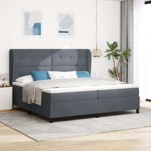 vidaXL Boxspringbed met matras Donkergrijs 200 x 200 cm Fluweel