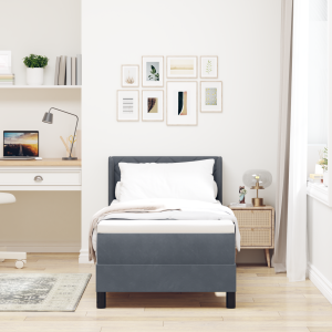 vidaXL Boxspringbed met hoofdeinde Donkergrijs 200 x 80 cm Fluweel