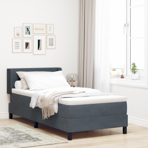 vidaXL Boxspringbed met hoofdeinde Donkergrijs 190 x 90 cm Fluweel