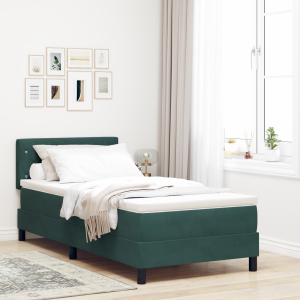 vidaXL Boxspringbed met matras fluweel donkergroen 100x200 cm