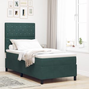 vidaXL Boxspringbed met matras fluweel donkergroen 100x200 cm