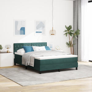 vidaXL Boxspringbed met matras Donkergroen 140 x 190 cm Fluweel
