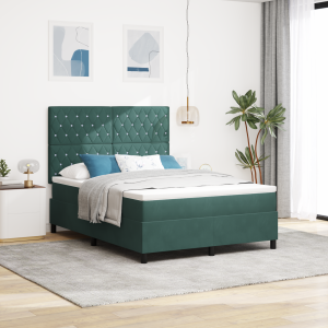 vidaXL Boxspringbed met matras Donkergroen 140 x 190 cm Fluweel