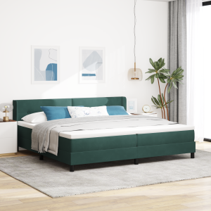 vidaXL Boxspringbed met matras fluweel donkergroen 200x200 cm