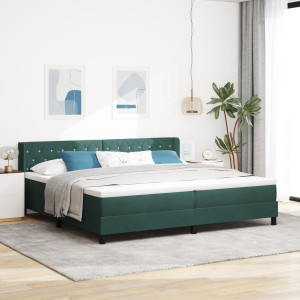 vidaXL Boxspringbed met matras fluweel donkergroen 200x200 cm