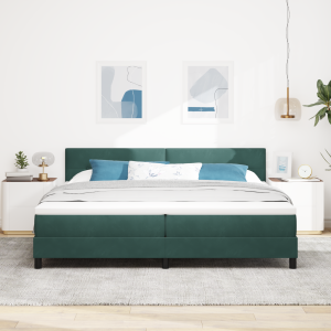 vidaXL Boxspringbed met matras fluweel donkergroen 200x200 cm