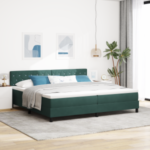 vidaXL Boxspringbed met matras fluweel donkergroen 200x200 cm