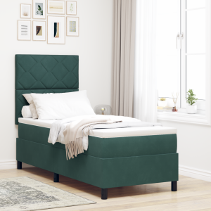 vidaXL Boxspringbed met matras fluweel donkergroen 80x200 cm