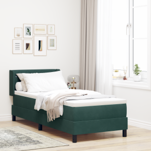 vidaXL Boxspringbed met matras fluweel donkergroen 80x200 cm