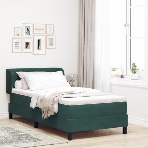 vidaXL Boxspringbed met matras fluweel donkergroen 90x200 cm