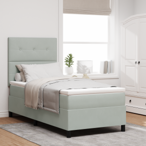 vidaXL Boxspringbed met matras Lichtgrijs 100 x 200 cm Fluweel