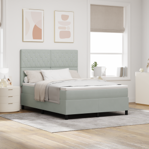 vidaXL Boxspringbed met matras Lichtgrijs 140 x 190 cm Fluweel