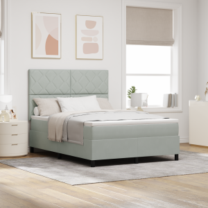 vidaXL Boxspringbed met matras Lichtgrijs 140 x 190 cm Fluweel