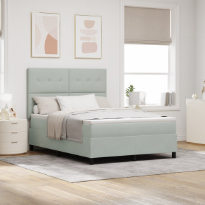 vidaXL Boxspringbed met matras fluweel lichtgrijs 160x200 cm