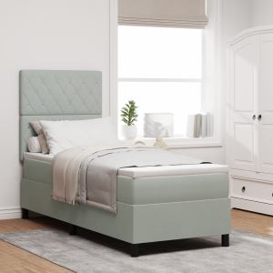 vidaXL Boxspringbed met matras Lichtgrijs 80 x 200 cm Fluweel