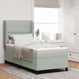 vidaXL Boxspringbed met matras fluweel lichtgrijs 80x200 cm