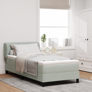vidaXL Boxspringbed met hoofdeinde Lichtgrijs 90 x 200 cm Fluweel