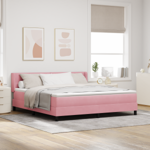 vidaXL Boxspringbed met matras fluweel roze 180x200 cm
