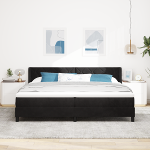 vidaXL Boxspringbed met matras fluweel zwart 200x200 cm